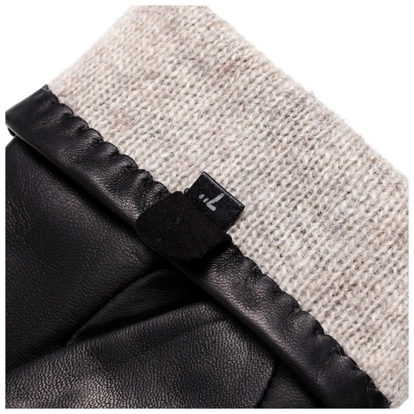 Black Leather Stud Cashmere Lined Gloves - Picture 4 of 5